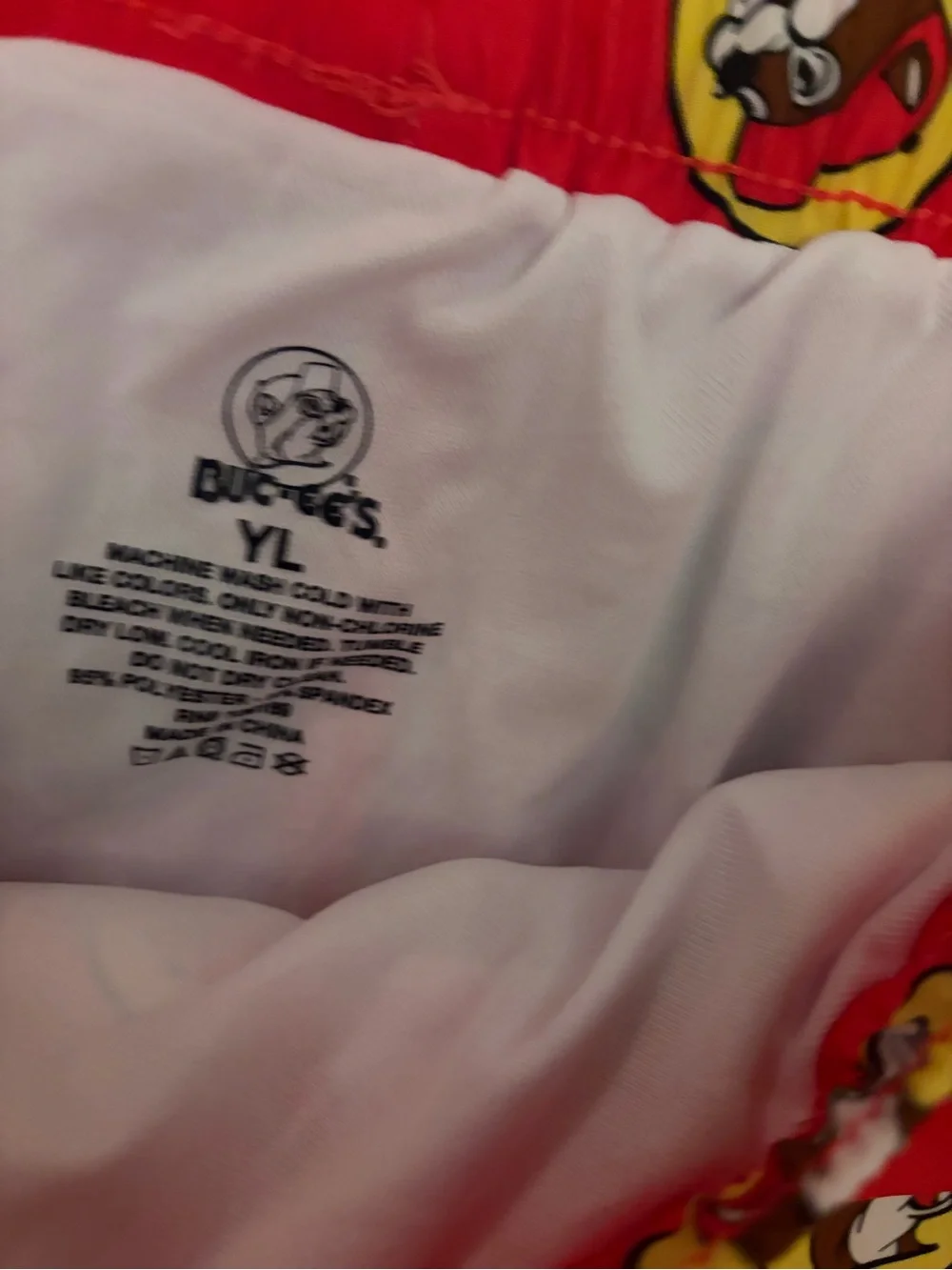 Youth Bucees beaver Red Logo Swim Trunks